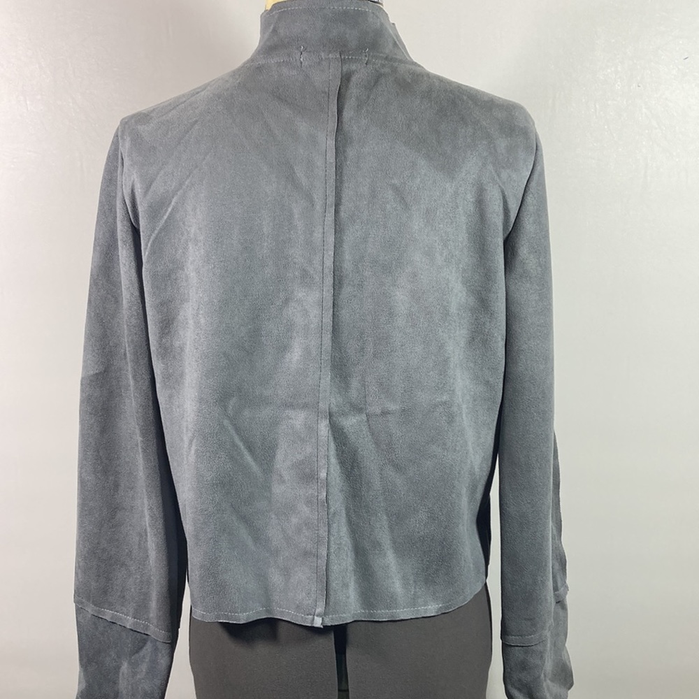 Zeagoo Cropped Faux Suede Open Front Raw Seams Jacket Size M New With Tag - Picture 6 of 11